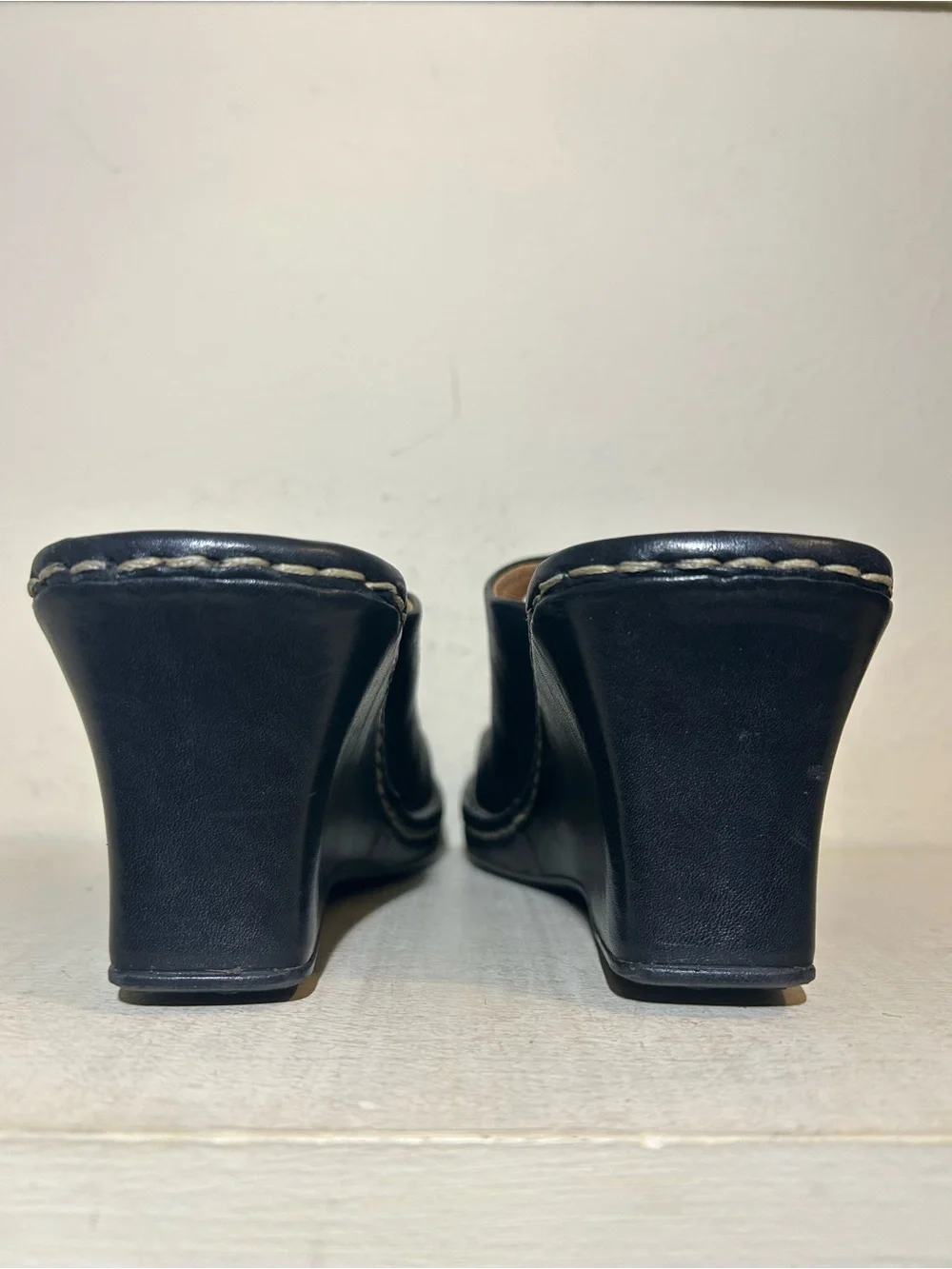 Born Black Leather Wedge Mule